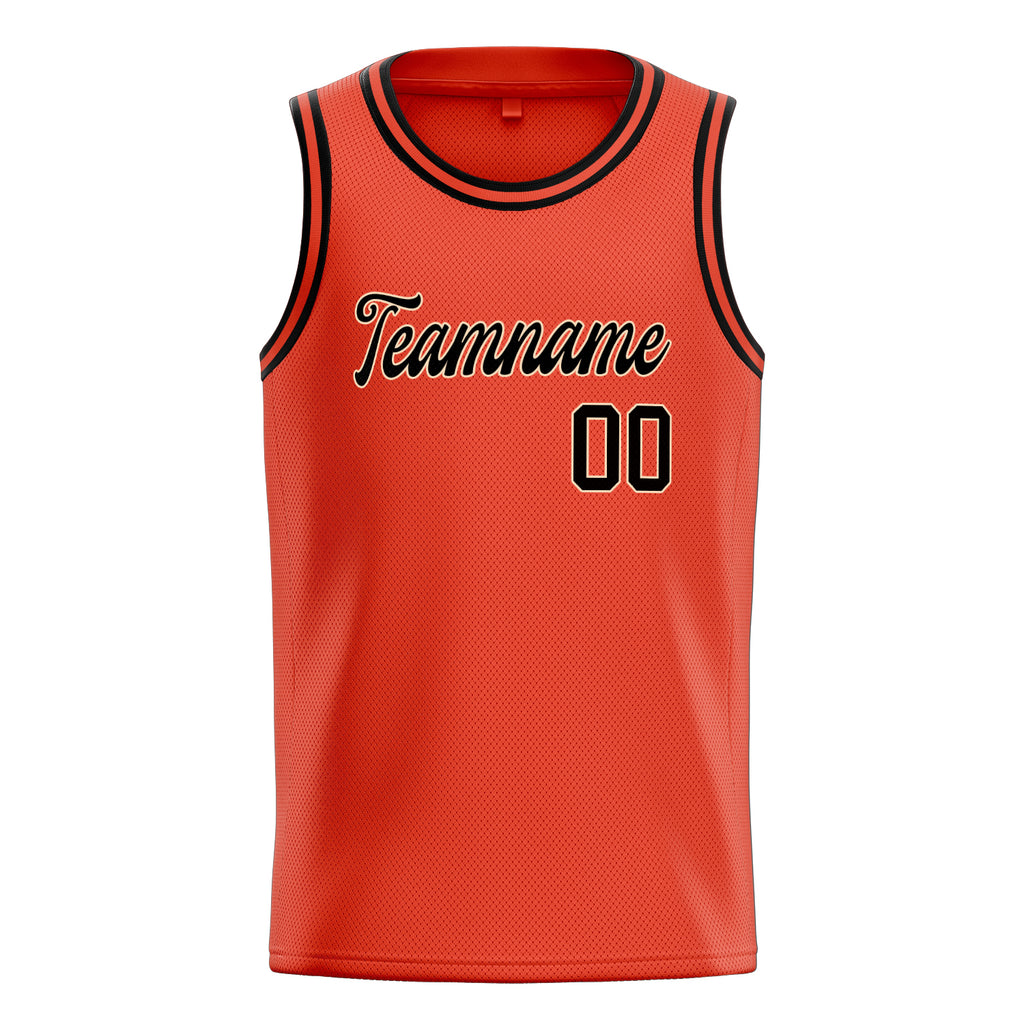 Personalized Orange & Black Solid Color Basketball Jersey
