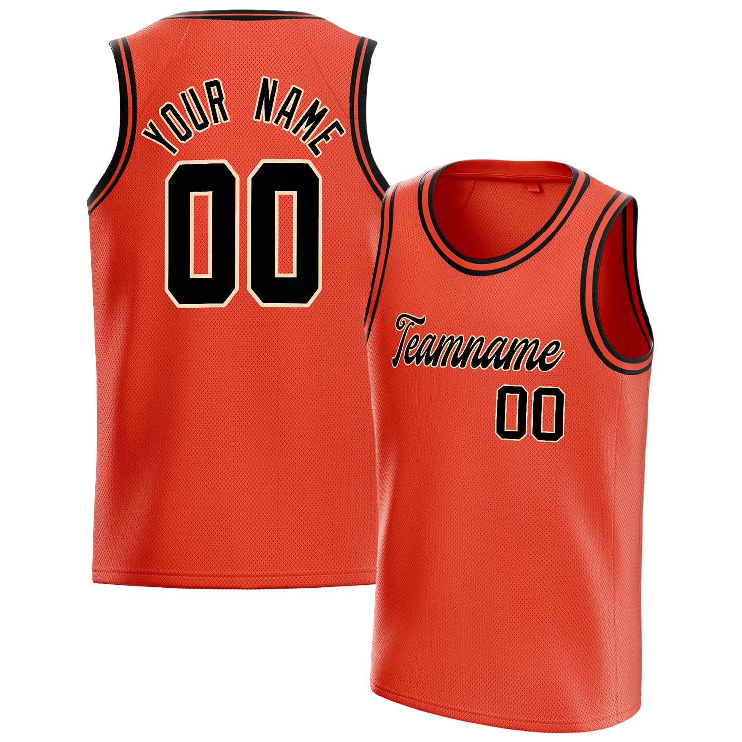 Personalized Orange & Black Solid Color Basketball Jersey