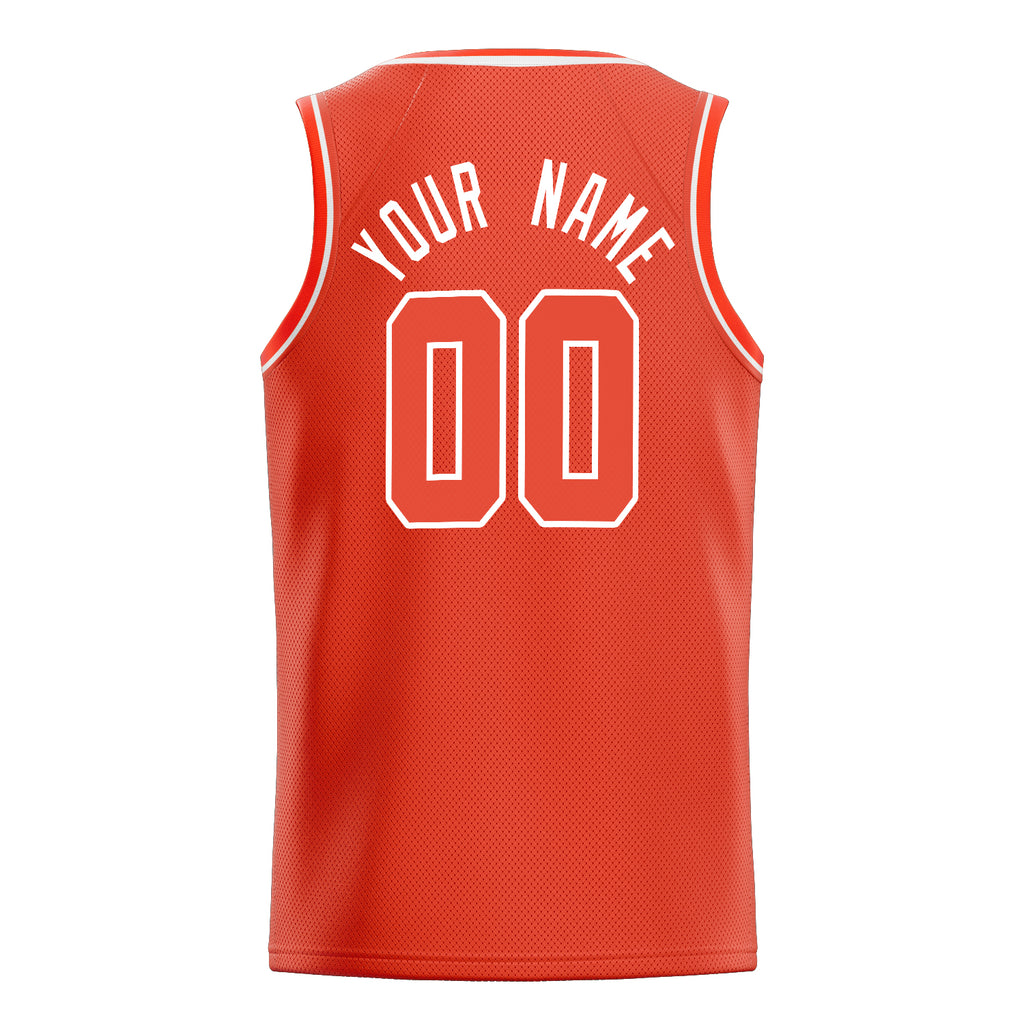 Personalized Orange & White Solid Color Basketball Jersey