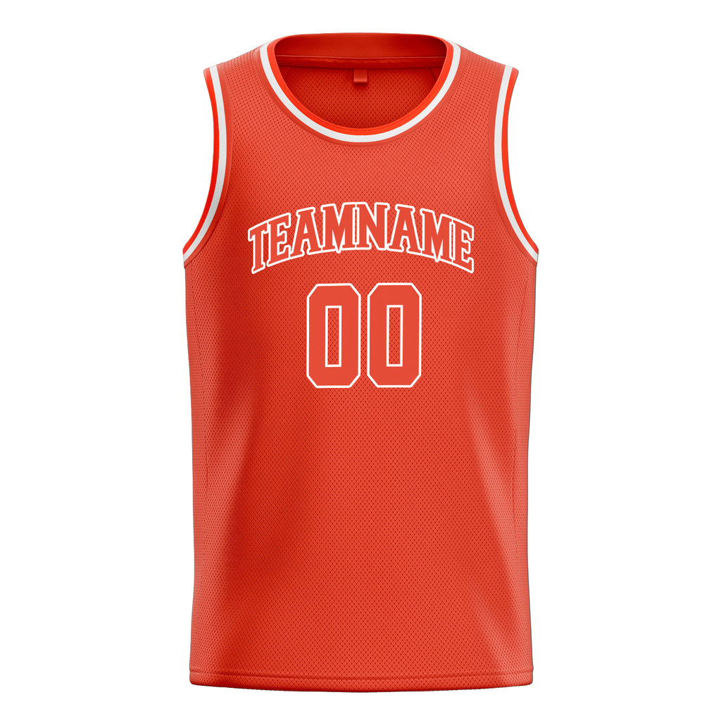 Personalized Orange & White Solid Color Basketball Jersey