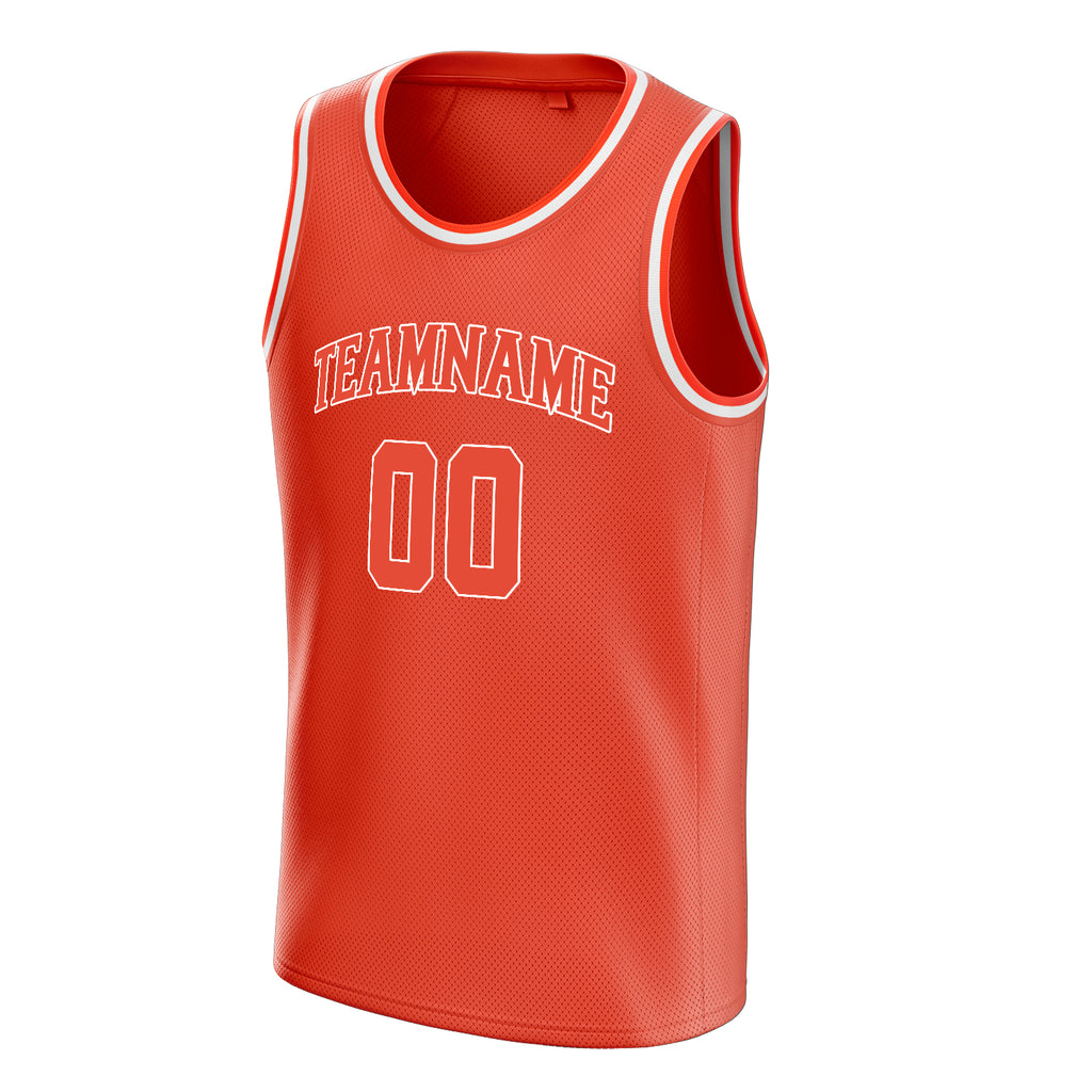 Personalized Orange & White Solid Color Basketball Jersey
