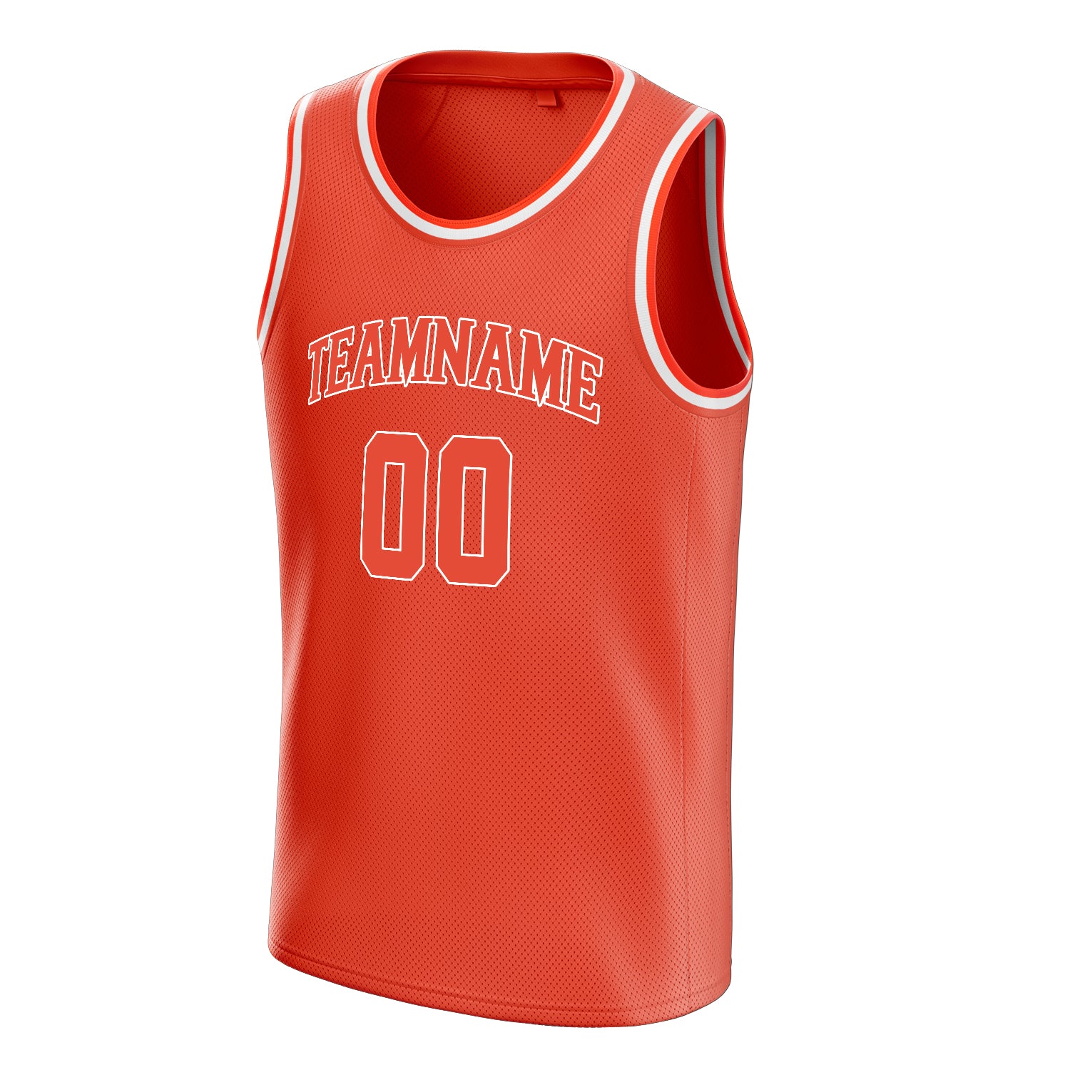 Personalized Orange & White Solid Color Basketball Jersey