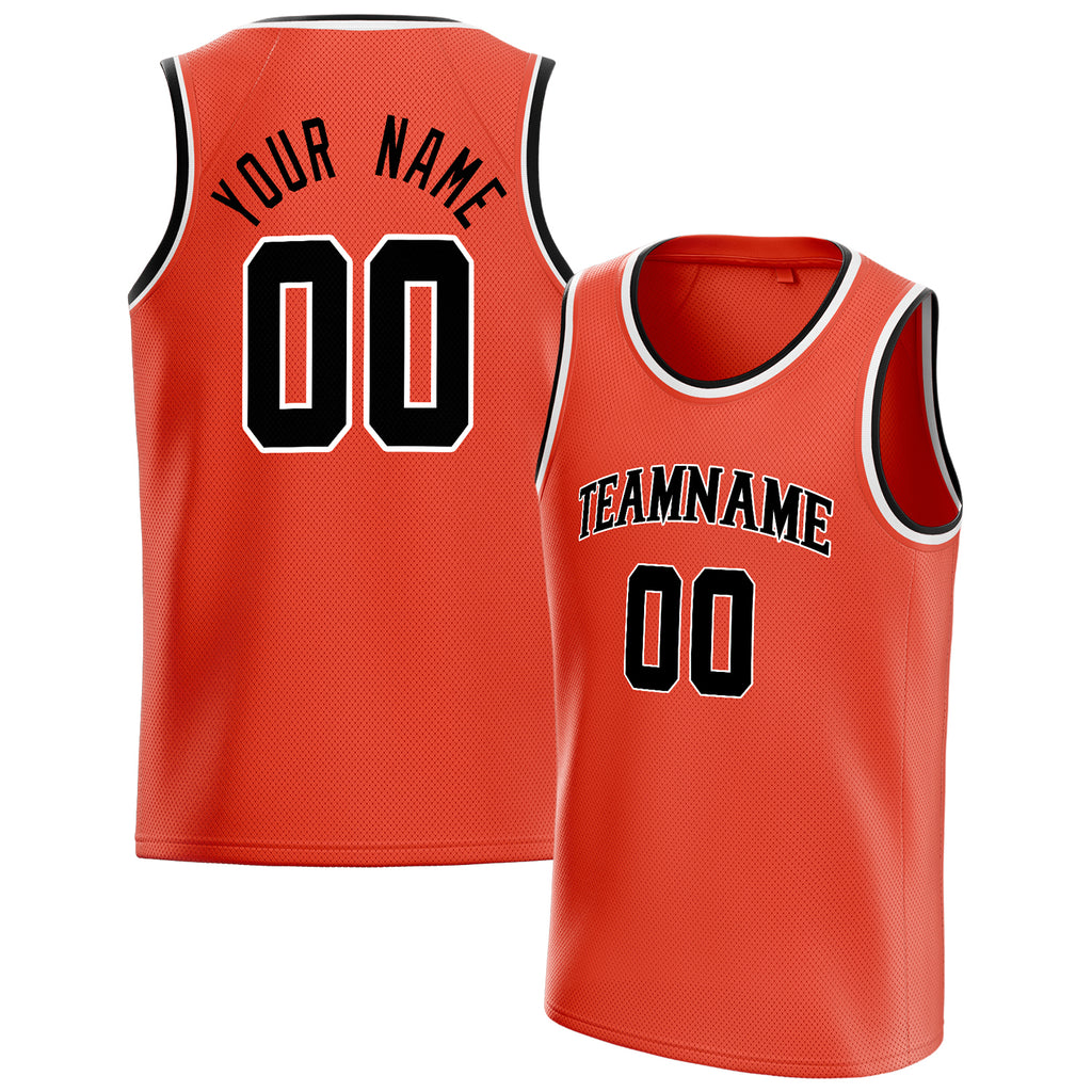 Personalized Orange & Black Solid Color Basketball Jersey