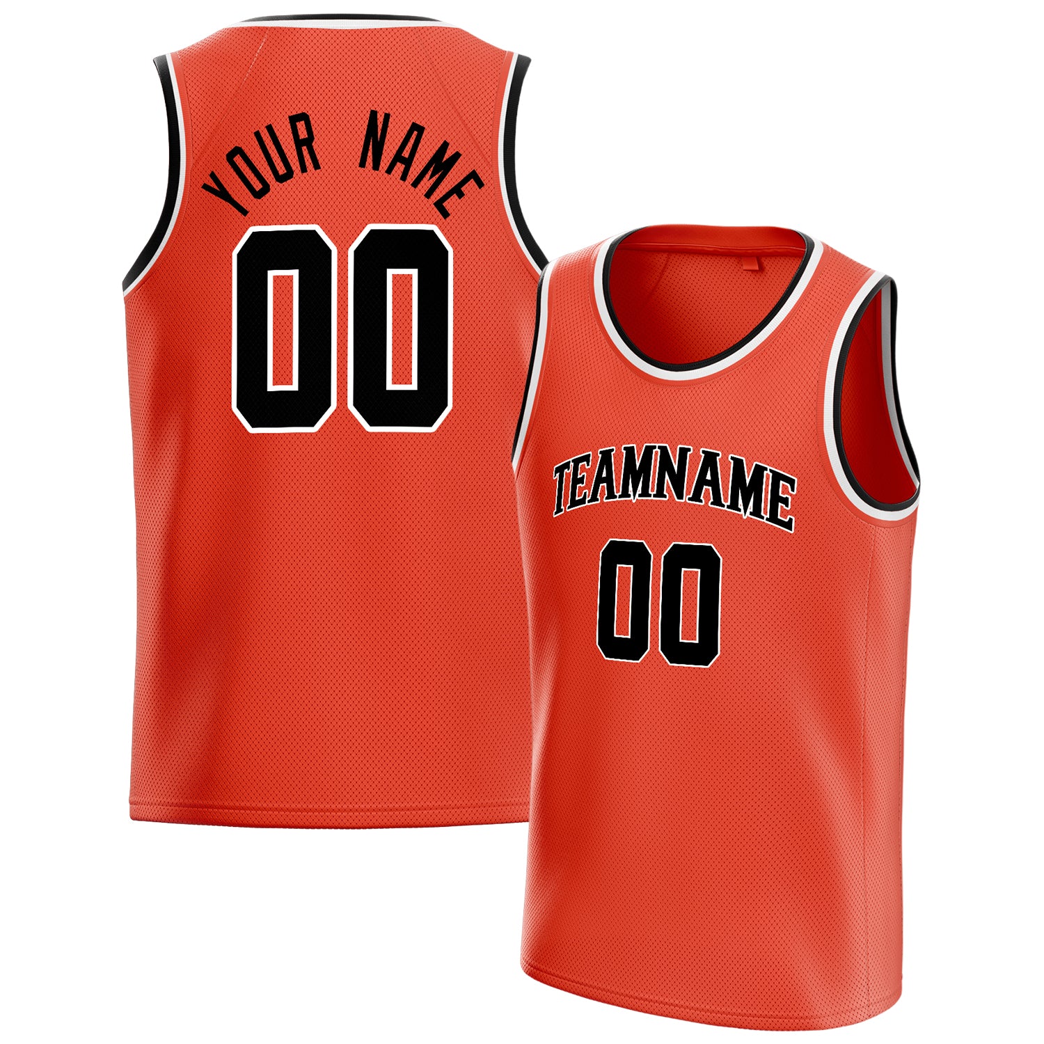 Personalized Orange & Black Solid Color Basketball Jersey