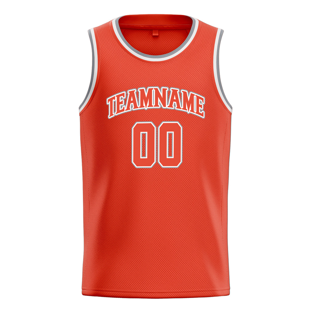 Personalized Orange & White Solid Color Basketball Jersey
