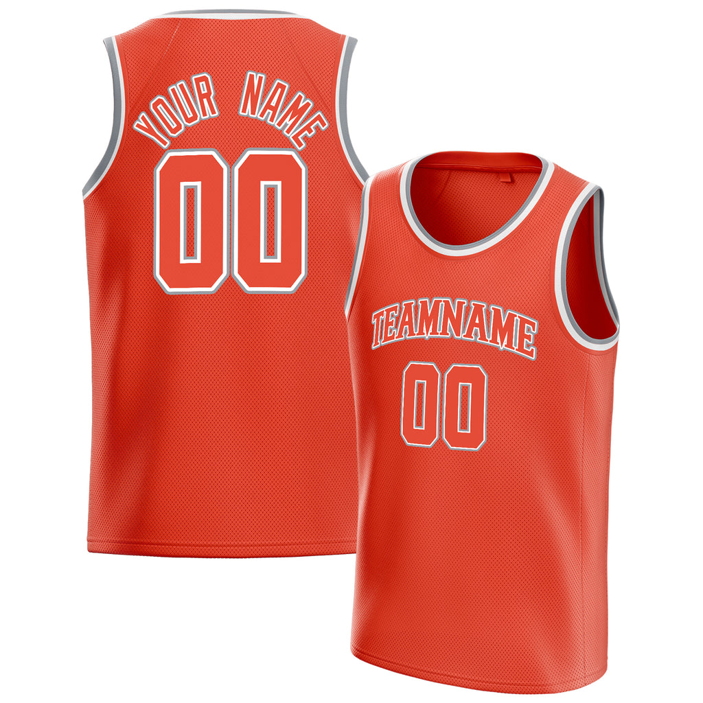 Personalized Orange & White Solid Color Basketball Jersey