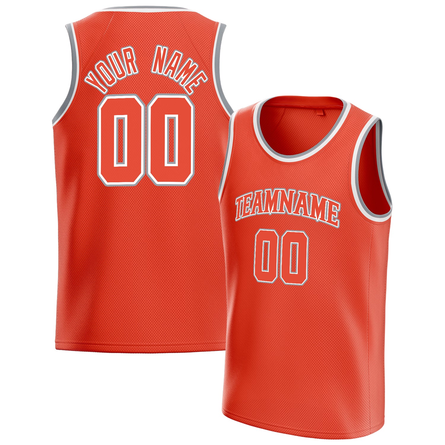 Personalized Orange & White Solid Color Basketball Jersey