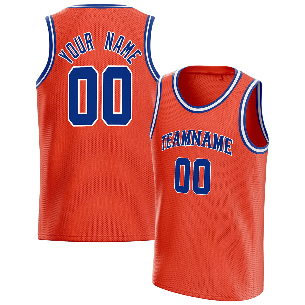 Personalized Orange & Royal Solid Color Basketball Jersey