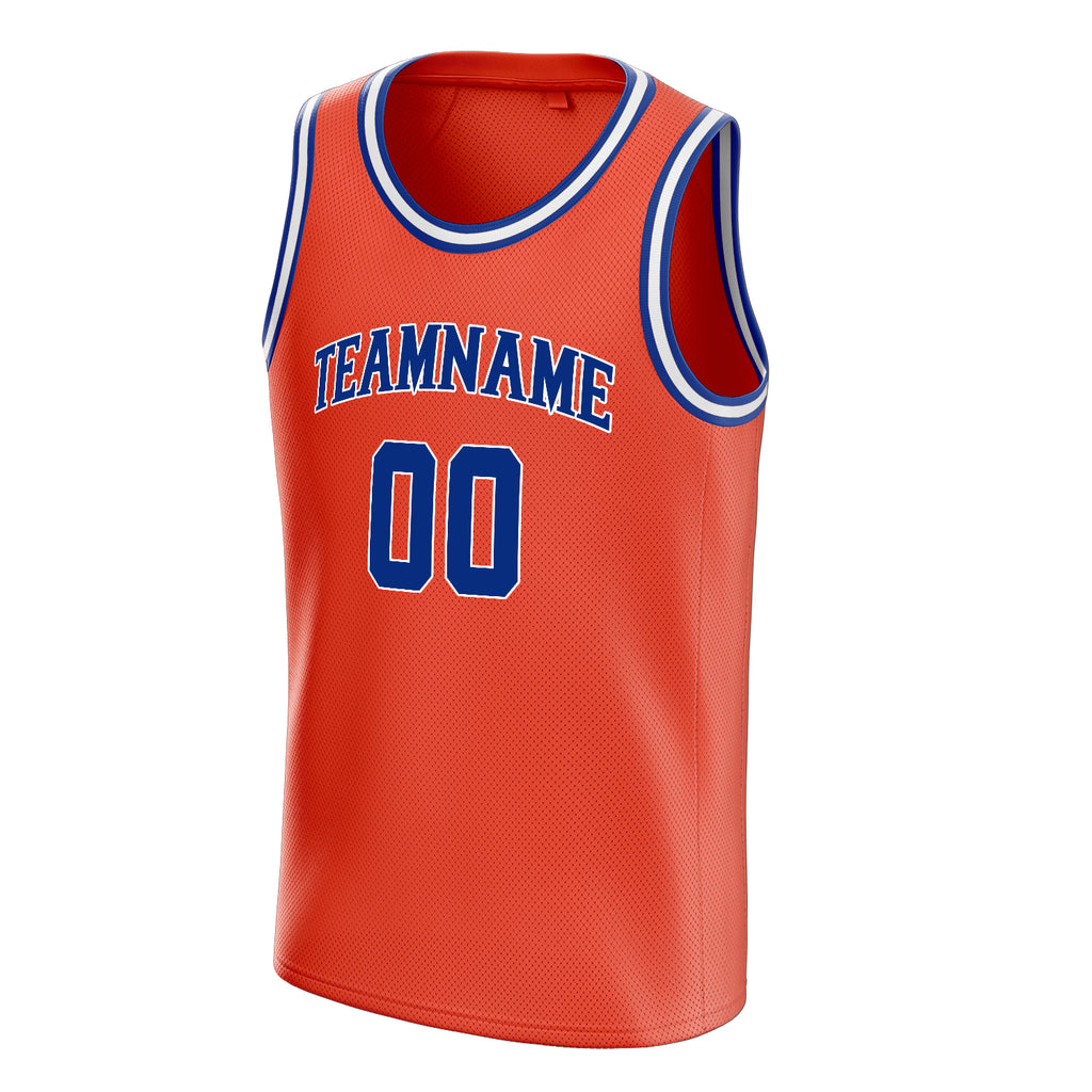 Personalized Orange & Royal Solid Color Basketball Jersey