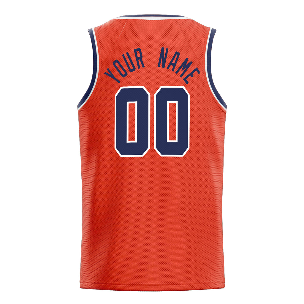 Personalized Orange & Navy Solid Color Basketball Jersey