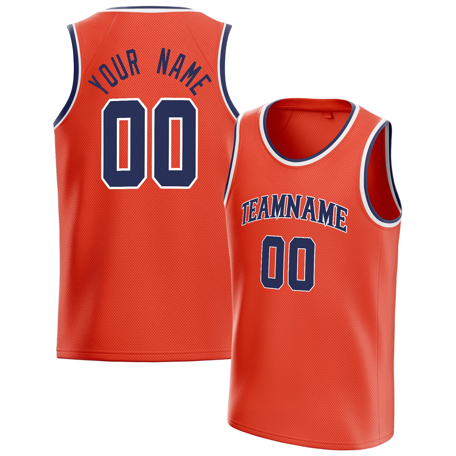 Personalized Orange & Navy Solid Color Basketball Jersey