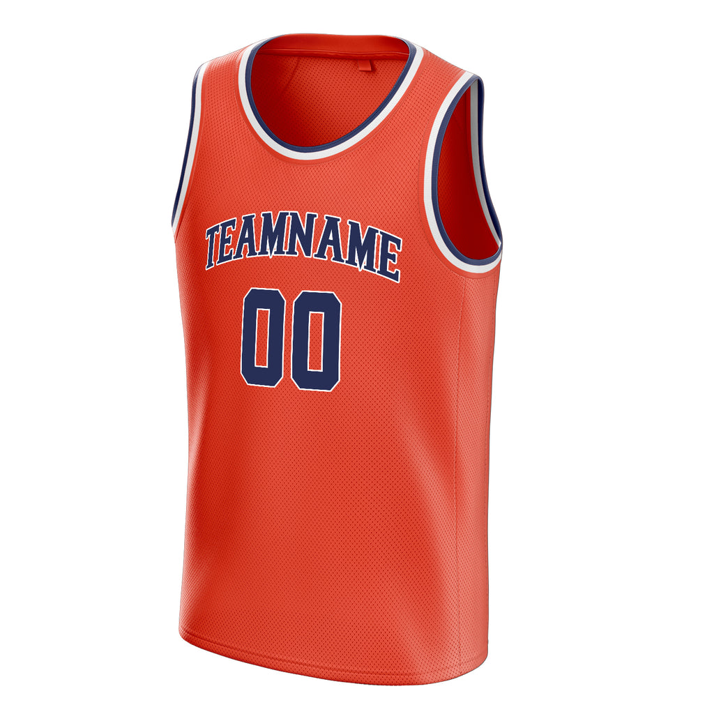 Personalized Orange & Navy Solid Color Basketball Jersey