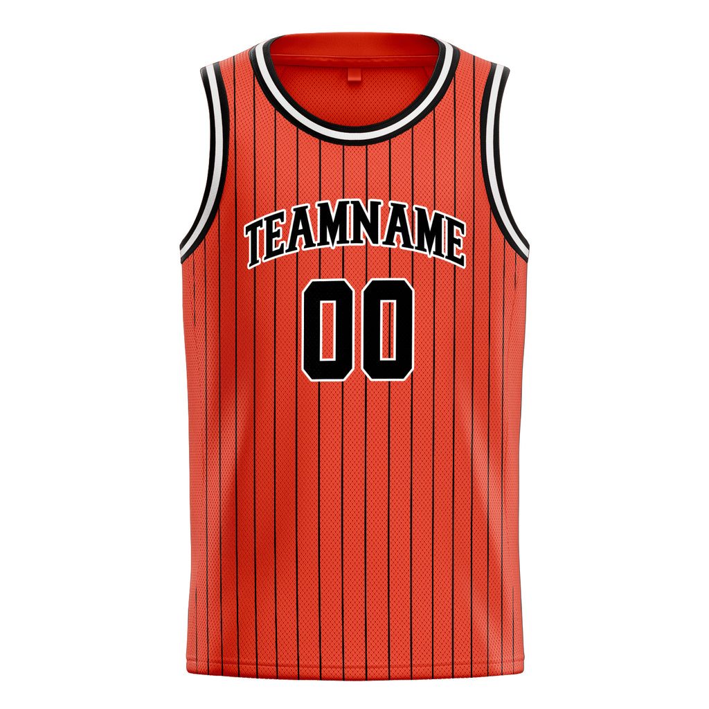 Personalized Orange & Black Pinstripe Basketball Jersey
