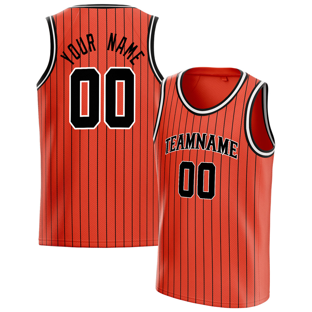 Personalized Orange & Black Pinstripe Basketball Jersey