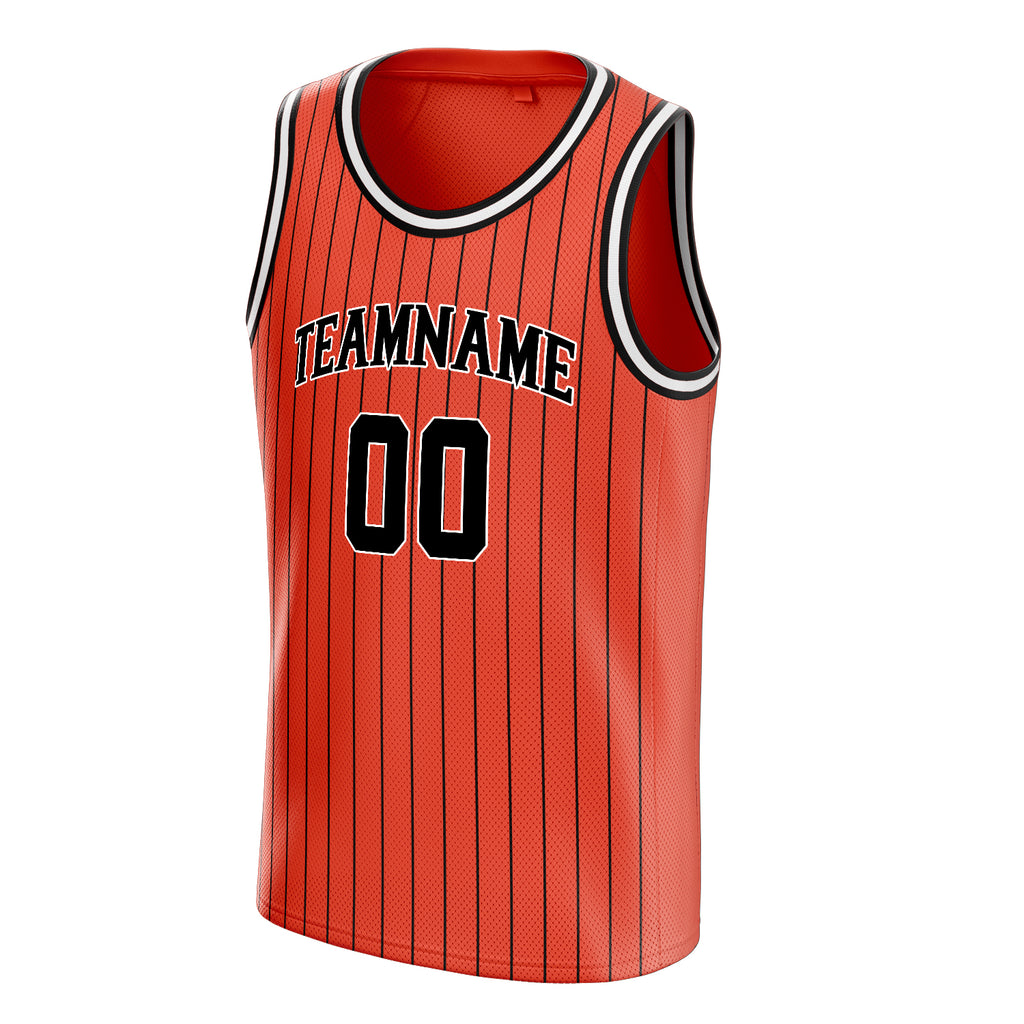 Personalized Orange & Black Pinstripe Basketball Jersey