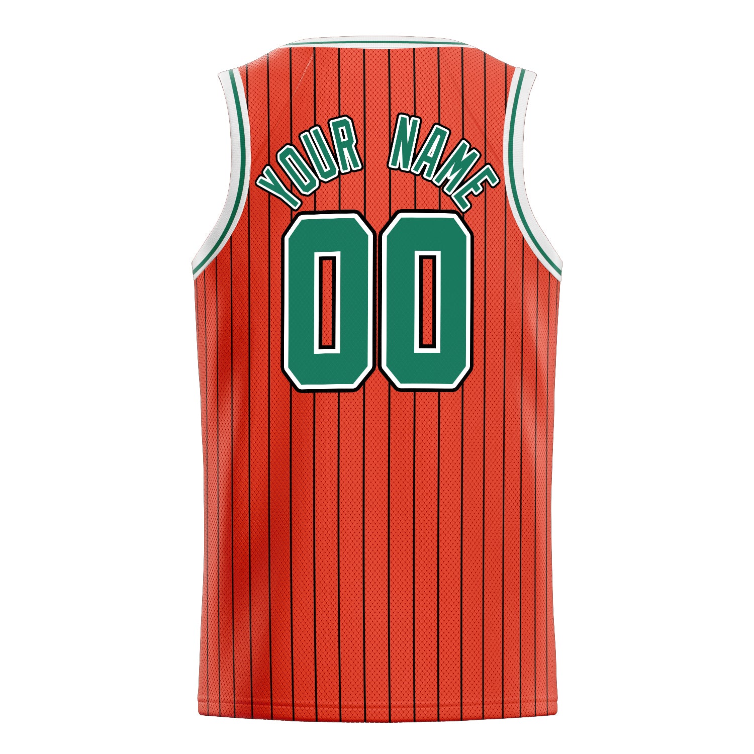 Personalized Orange & Kelly Green Black Pinstripe Basketball Jersey