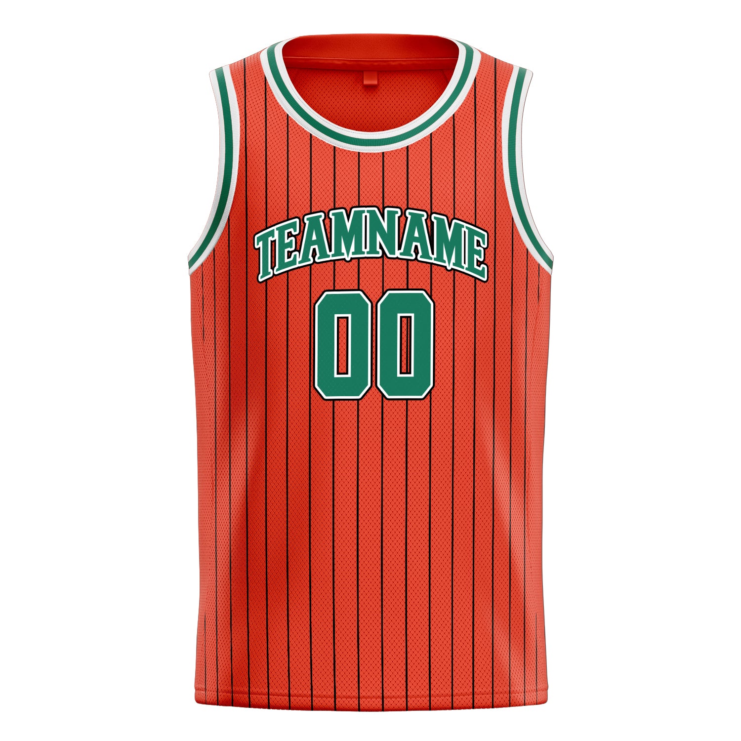 Personalized Orange & Kelly Green Black Pinstripe Basketball Jersey