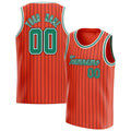 Personalized Orange & Kelly Green Black Pinstripe Basketball Jersey