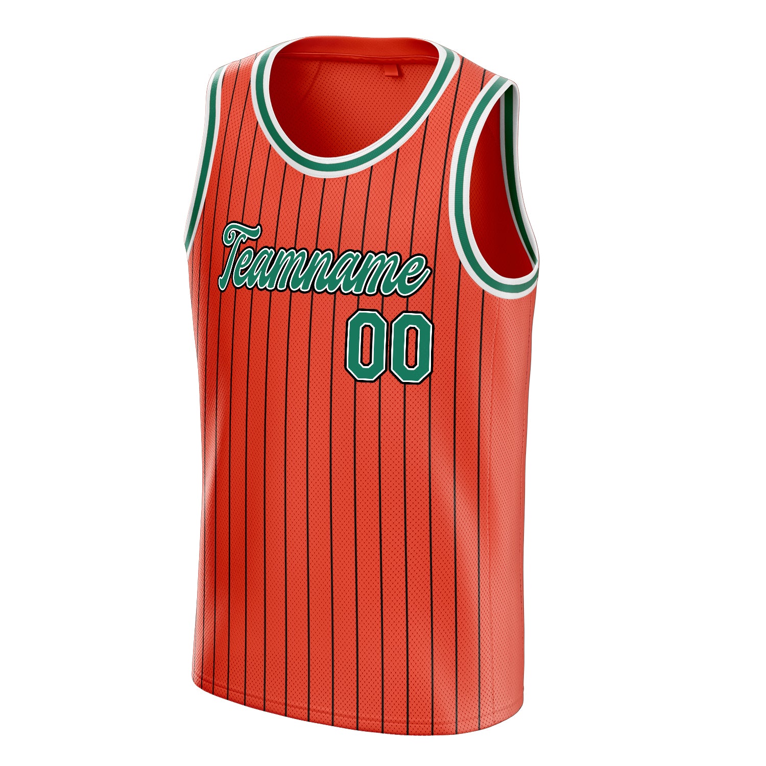 Personalized Orange & Kelly Green Black Pinstripe Basketball Jersey