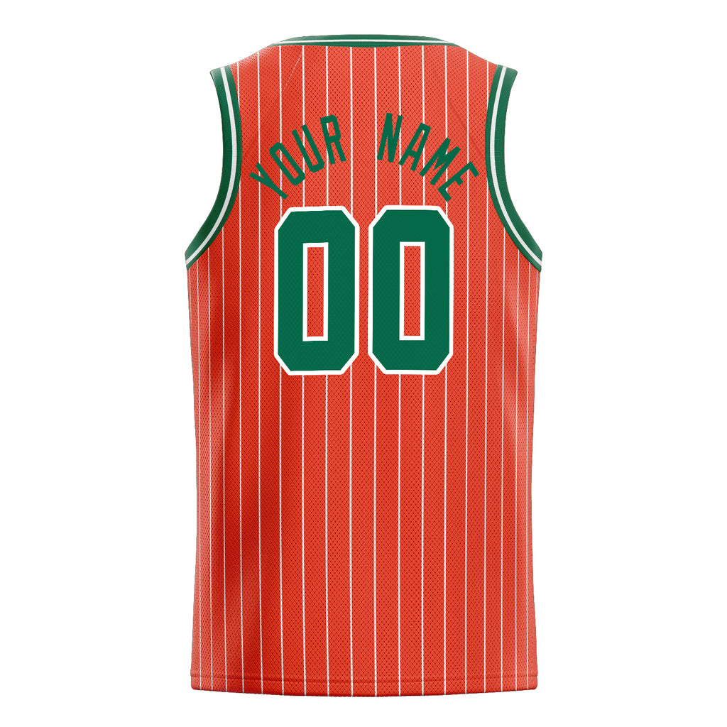 Personalized Orange & Kelly Green White Pinstripe Basketball Jersey