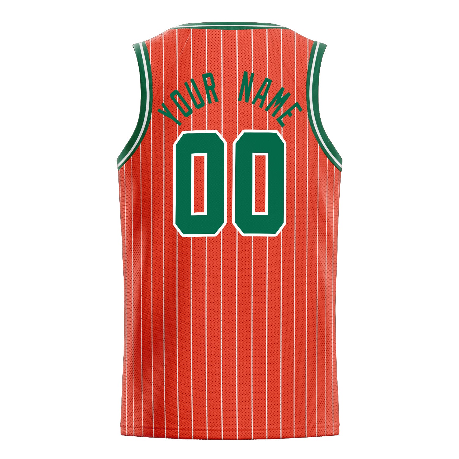 Personalized Orange & Kelly Green White Pinstripe Basketball Jersey