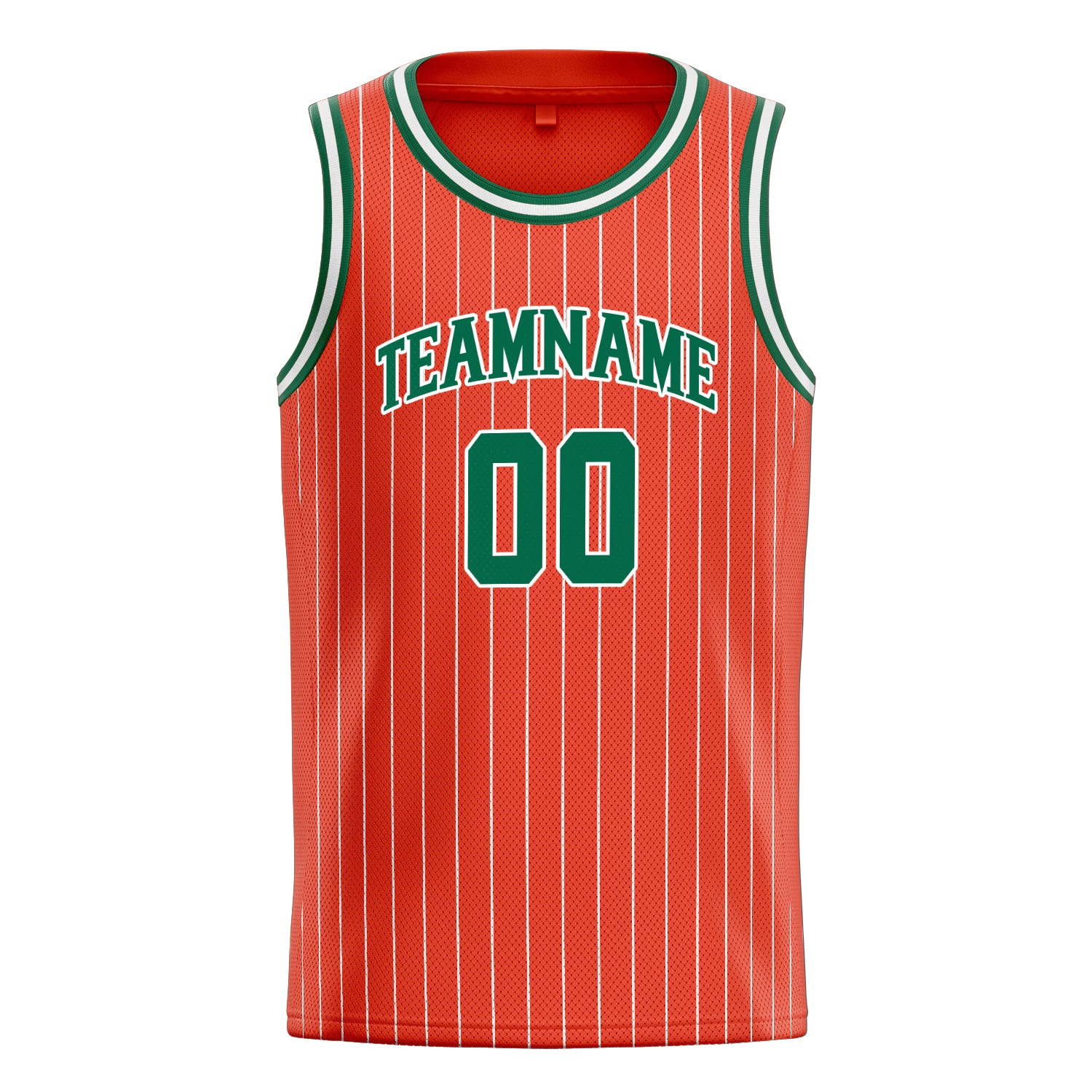Personalized Orange & Kelly Green White Pinstripe Basketball Jersey