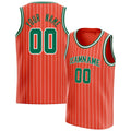 Personalized Orange & Kelly Green White Pinstripe Basketball Jersey