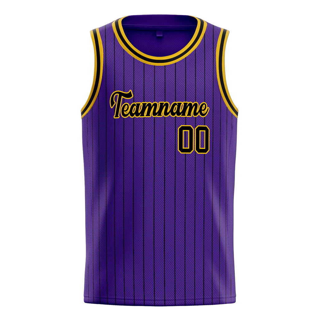 Personalized Purple & Black Pinstripe Basketball Jersey