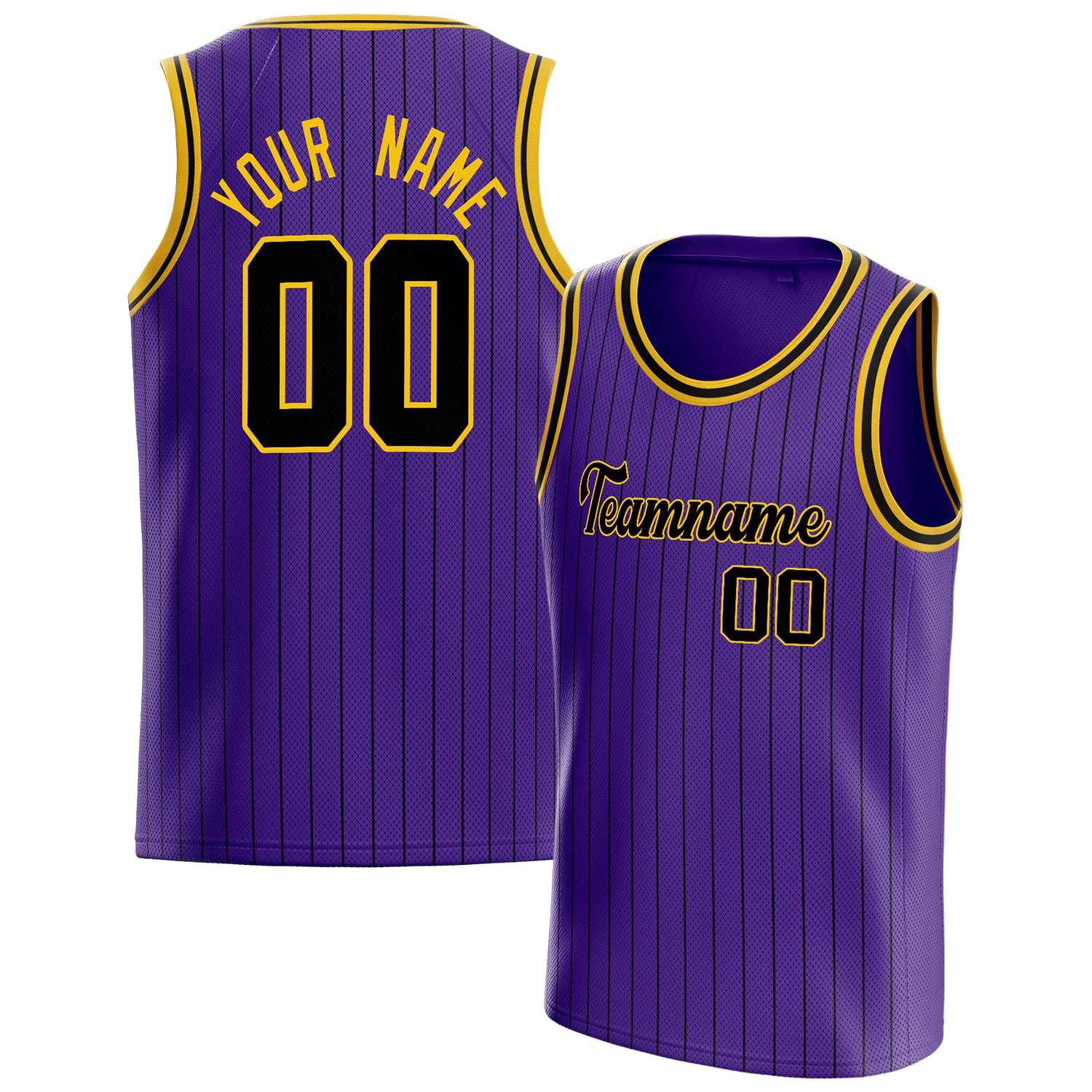Personalized Purple & Black Pinstripe Basketball Jersey