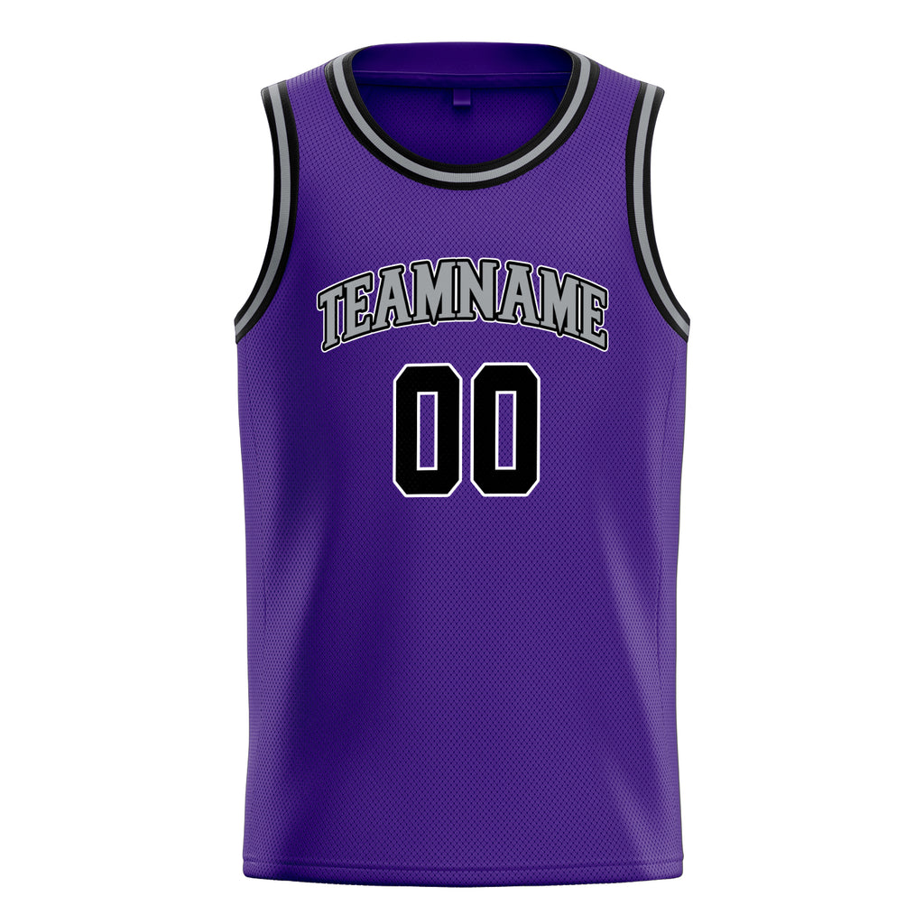 Personalized Purple & Black White Pinstripe Basketball Jersey