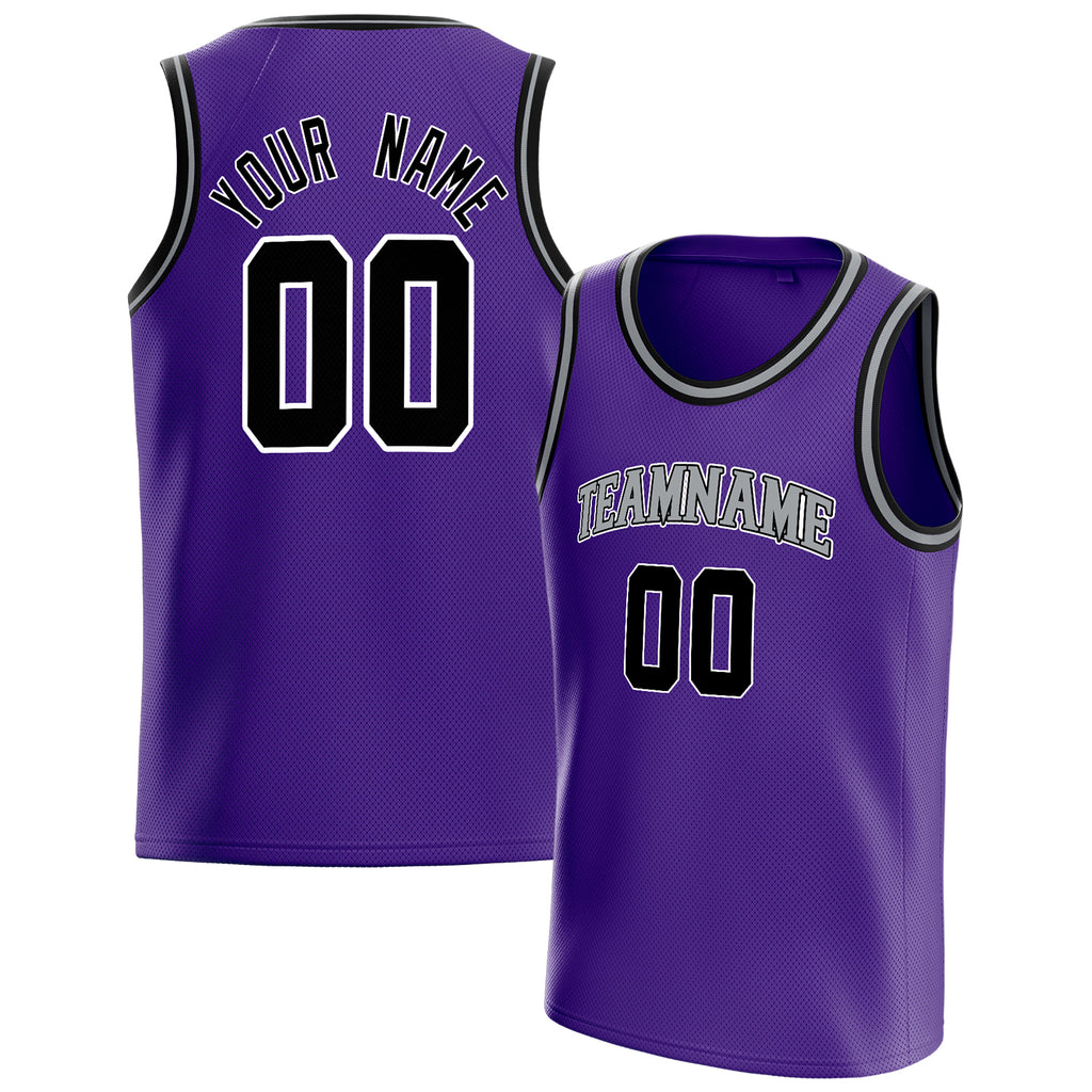 Personalized Purple & Black White Pinstripe Basketball Jersey