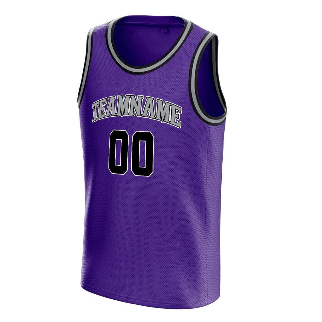 Personalized Purple & Black White Pinstripe Basketball Jersey