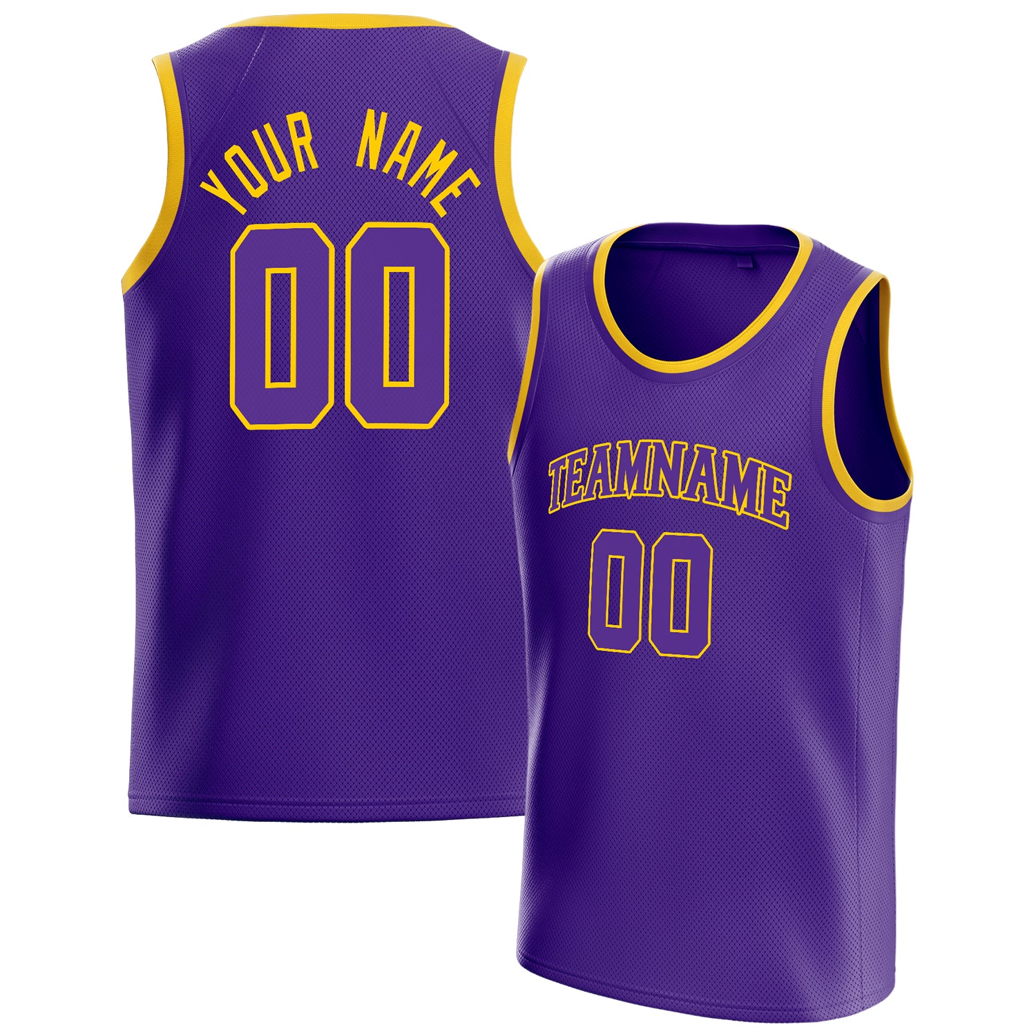 Personalized Purple & Gold White Pinstripe Basketball Jersey