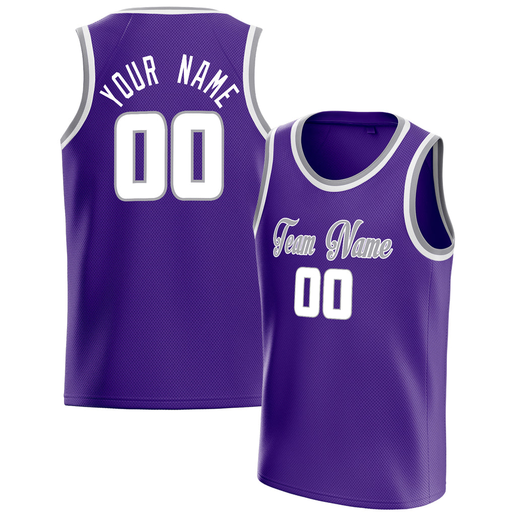 Personalized Purple & White Pinstripe Basketball Jersey