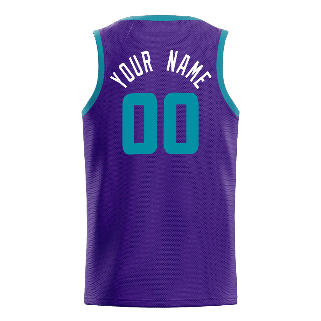 Personalized Purple & Teal White Pinstripe Basketball Jersey