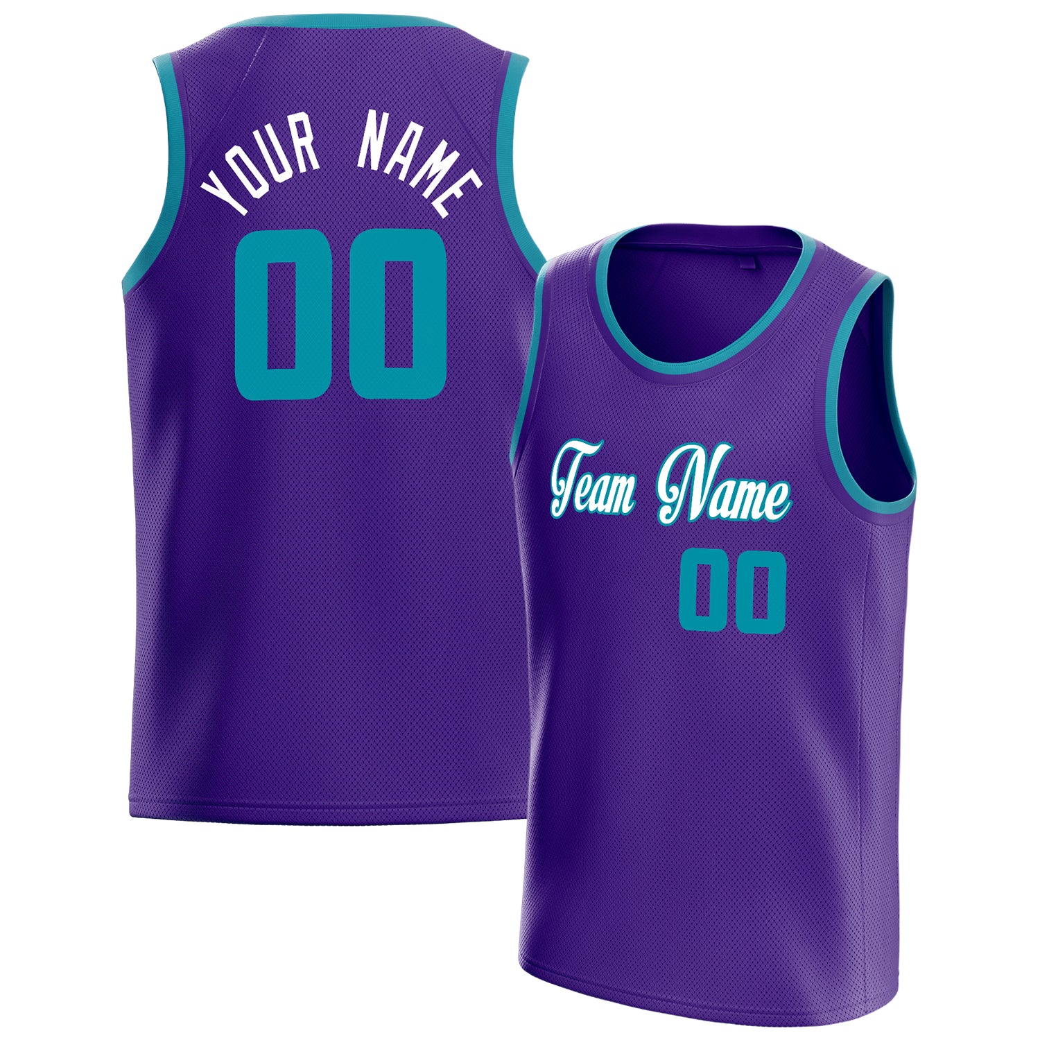 Personalized Purple & Teal White Pinstripe Basketball Jersey