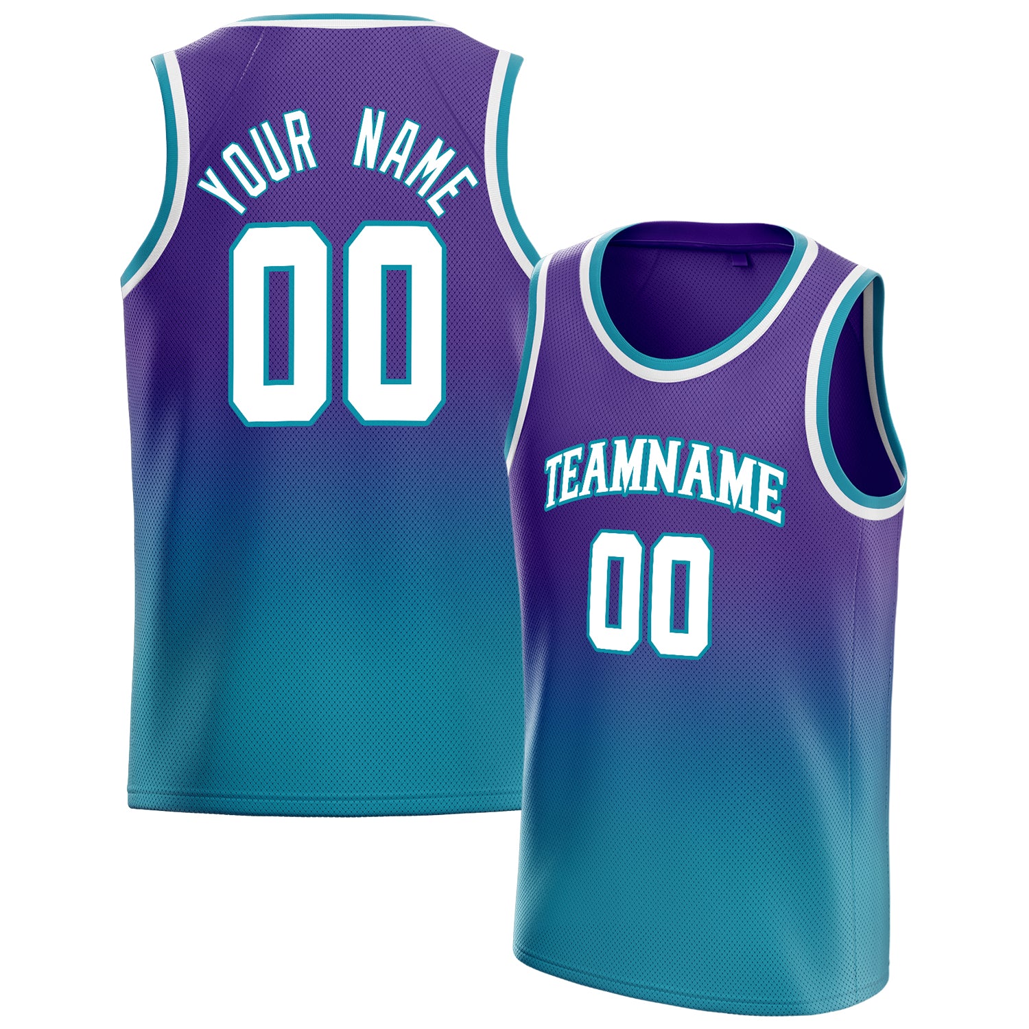 Personalized Purple & White Fade Basketball Jersey