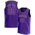 Personalized Purple & Old Gold White Pinstripe Basketball Jersey
