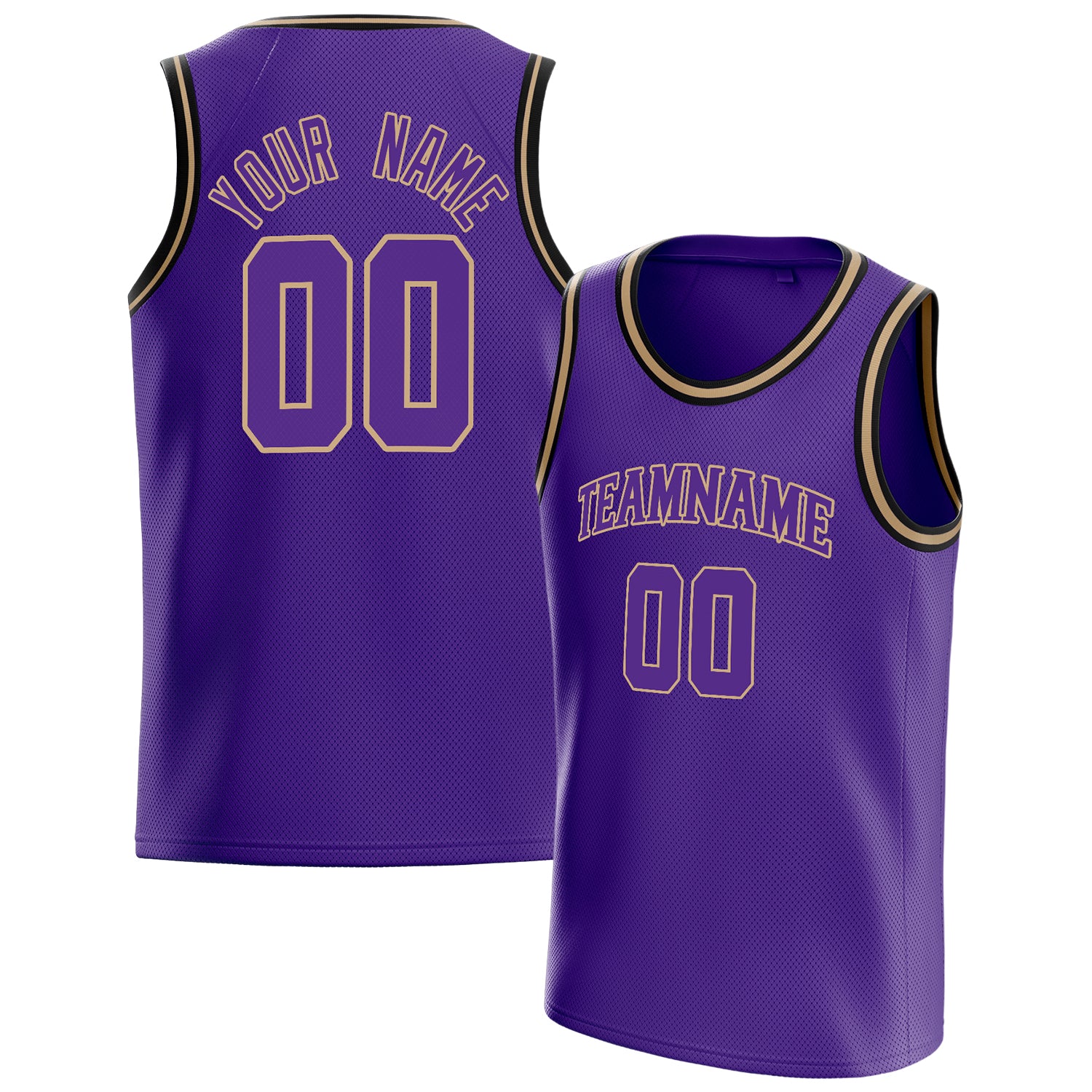 Personalized Purple & Old Gold White Pinstripe Basketball Jersey