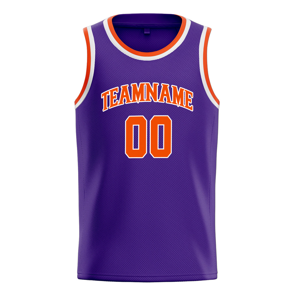 Personalized Purple & Orange White Pinstripe Basketball Jersey