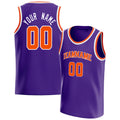 Personalized Purple & Orange White Pinstripe Basketball Jersey