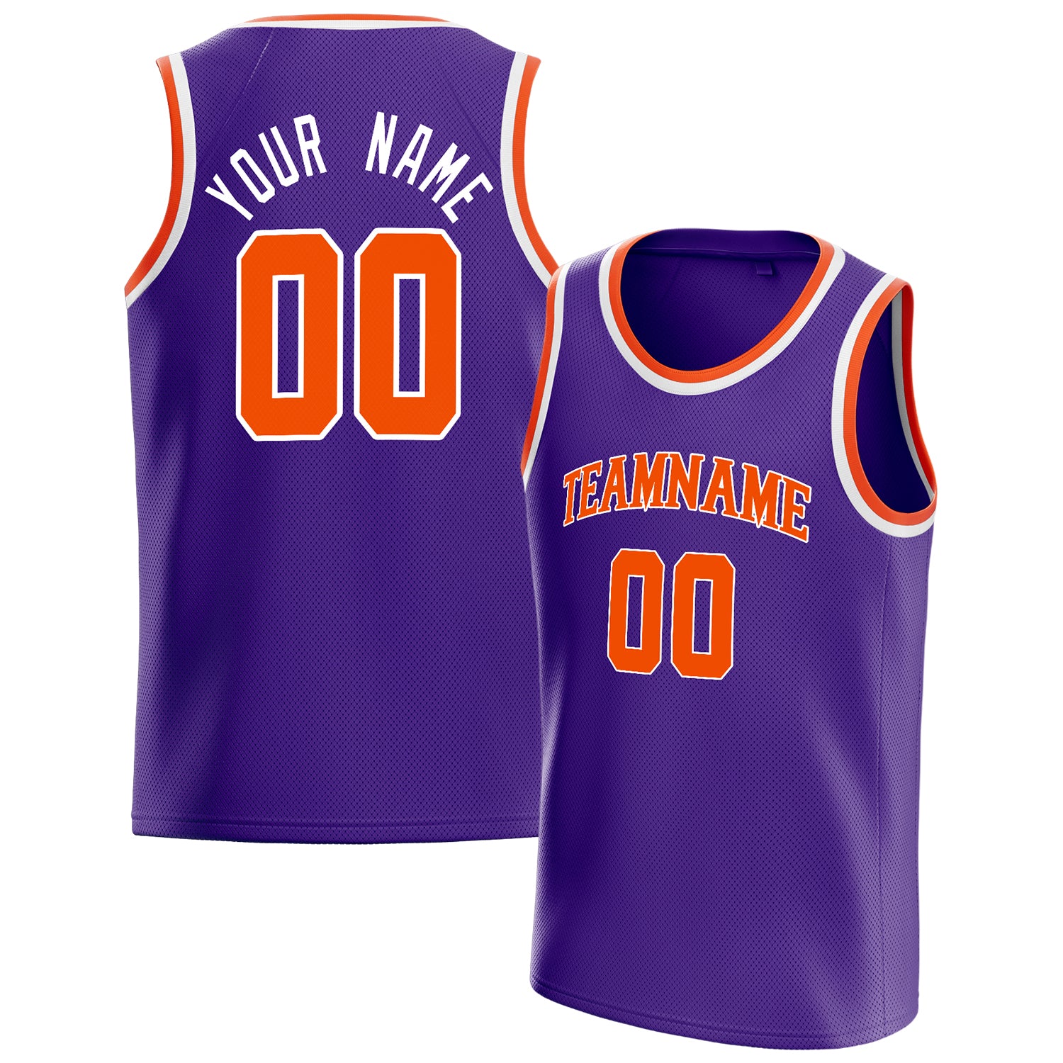 Personalized Purple & Orange White Pinstripe Basketball Jersey