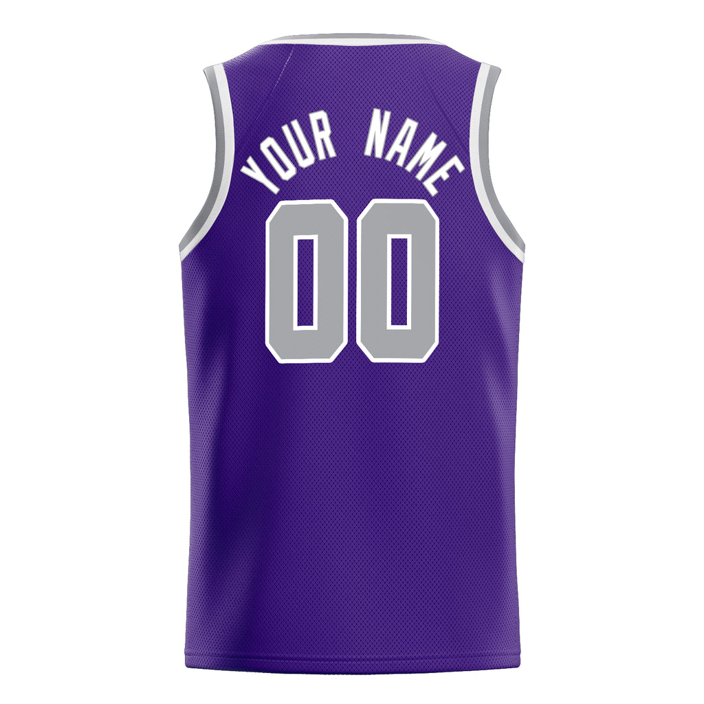 Personalized Purple & Gray White Pinstripe Basketball Jersey