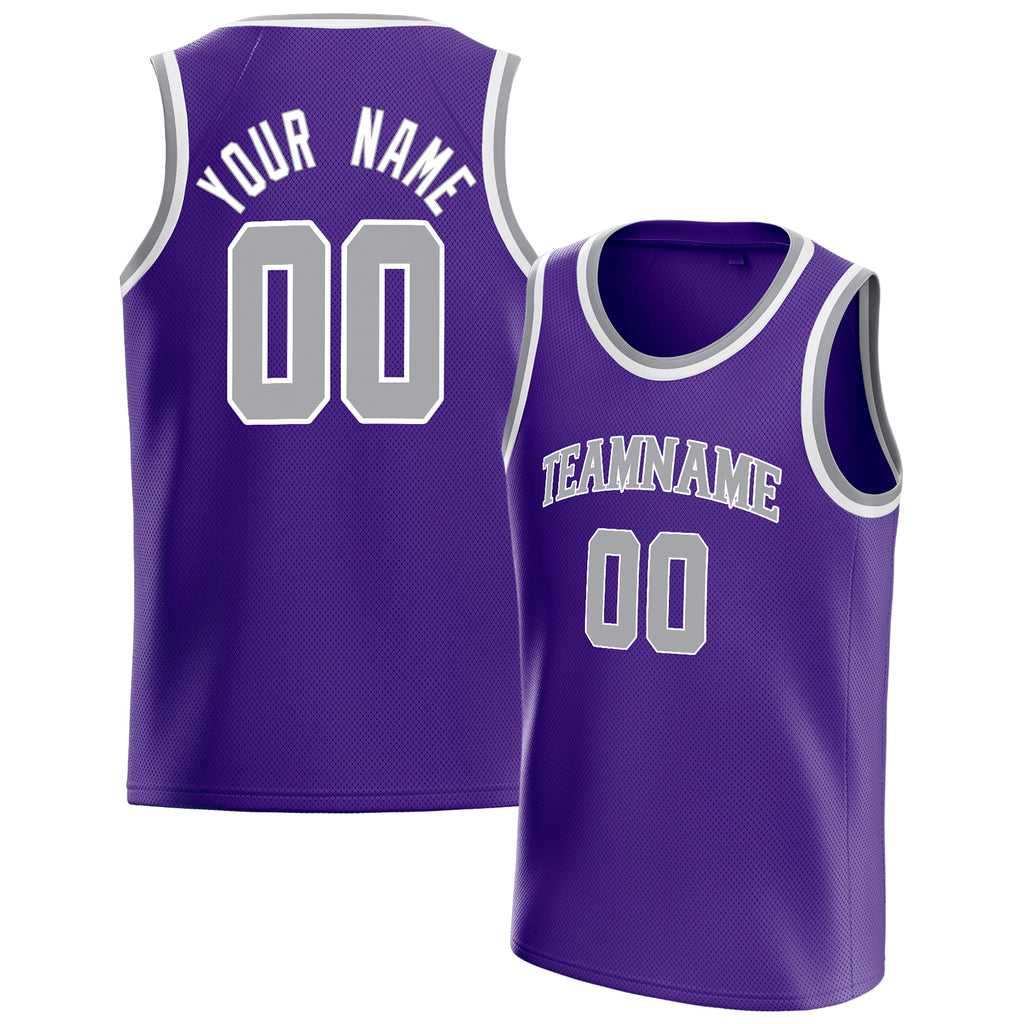 Personalized Purple & Gray White Pinstripe Basketball Jersey