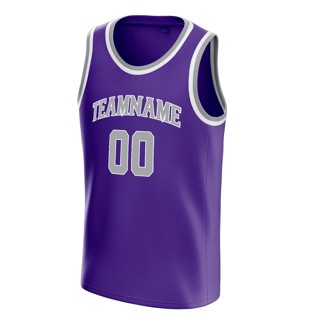 Personalized Purple & Gray White Pinstripe Basketball Jersey