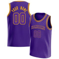 Personalized Purple & Gold White Pinstripe Basketball Jersey