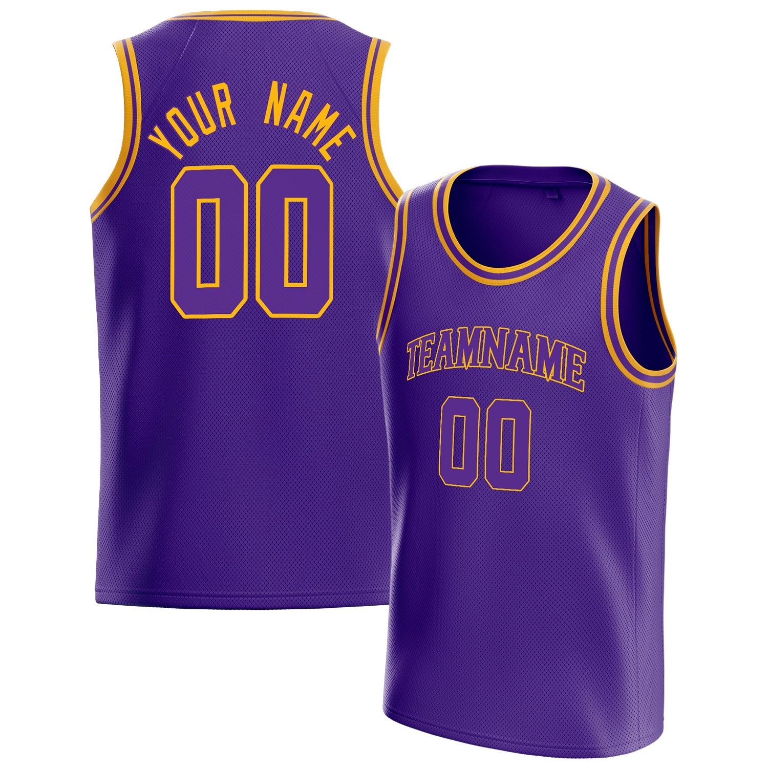 Personalized Purple & Gold White Pinstripe Basketball Jersey
