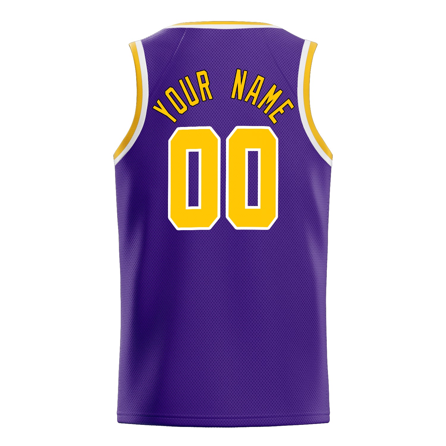 Personalized Purple & Gold White Pinstripe Basketball Jersey