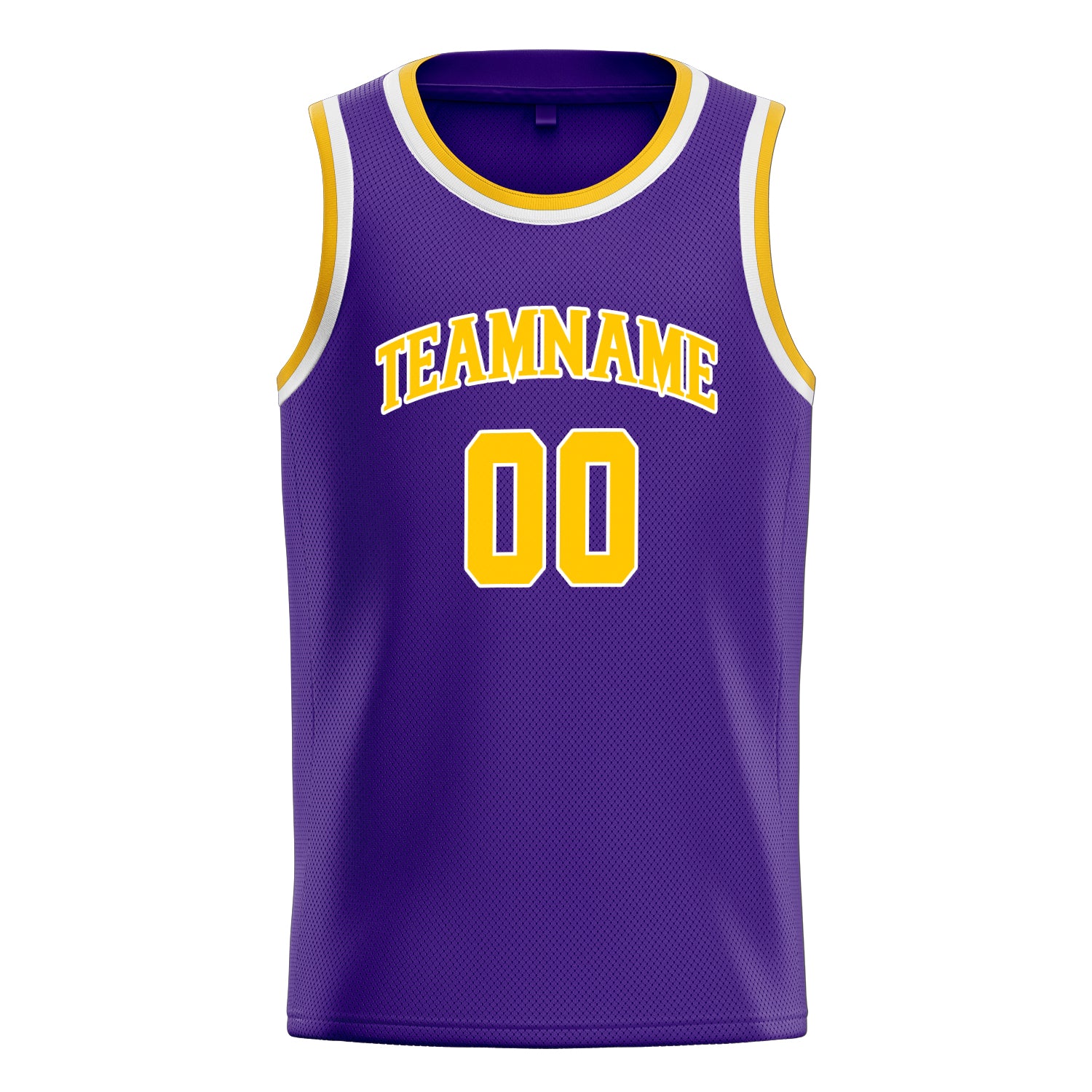 Personalized Purple & Gold White Pinstripe Basketball Jersey