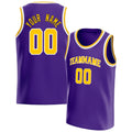 Personalized Purple & Gold White Pinstripe Basketball Jersey